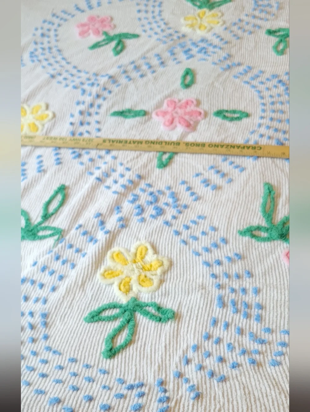 Chenille Bedspread Fits Full Size Bed Flowers Colorful - Picture 2 of 12